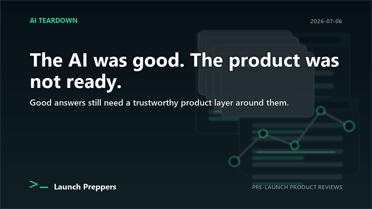 Launch Preppers article header: The AI Was Good. The Product Was Not Ready.